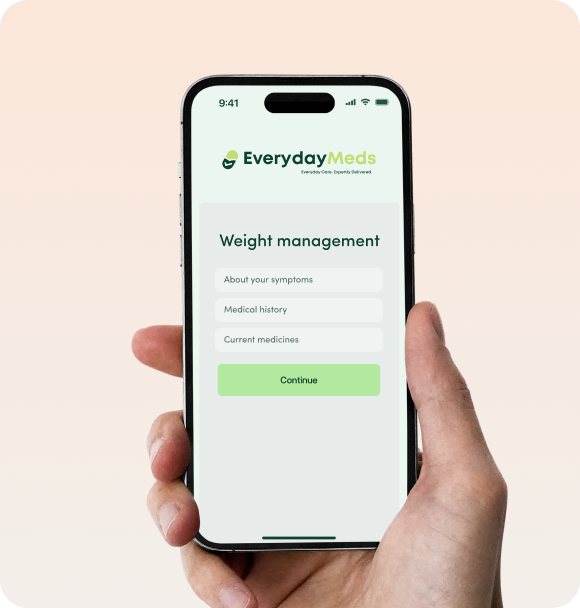 EverydayMeds weight management consultation shown on a phone